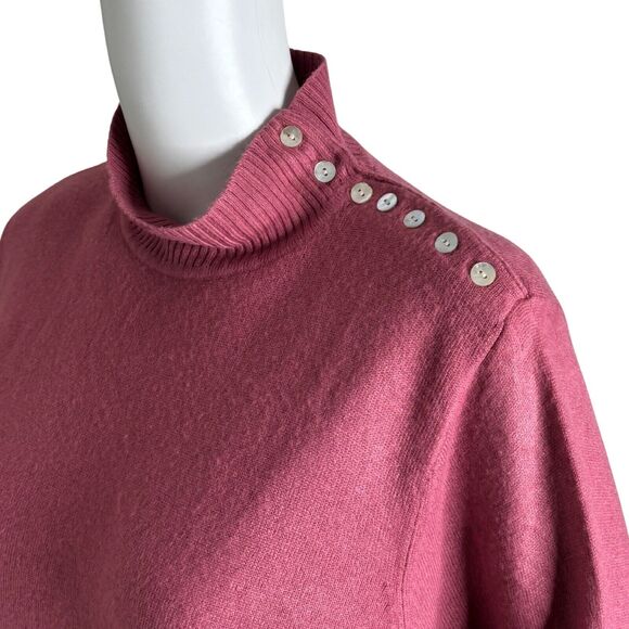 Parisian Sweater Womens Medium Mauve Pink Button Neck Casual Work Office Preppy‎ - Picture 6 of 9